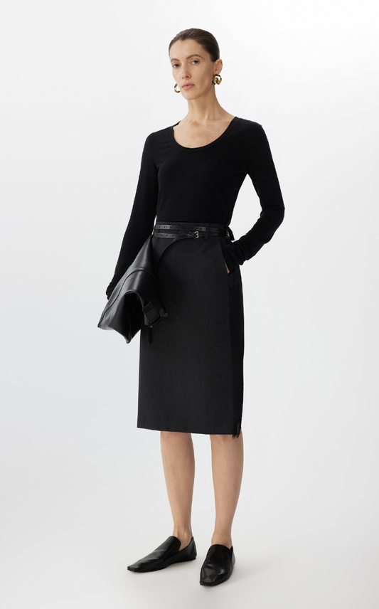 T-shirt / JNBY Tencel-Cashmere Slim Fit Long Sleeve T-Shirt