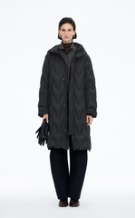 Down Coat / JNBY Wavy Quilted Long Hooded Down Coat