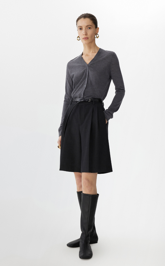 Sweater / JNBY Wool-Cashmere Silk Blend Cropped V-Neck Cardigan