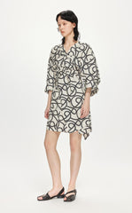 Shirt / JNBY Asymmetric Full Print V-Neck Top (100% Cotton)