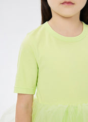 Dresses / jnby by JNBY Patchwork Asymmetric Short Sleeve Gauze Dress