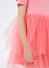 Dresses / jnby by JNBY Patchwork Asymmetric Short Sleeve Gauze Dress