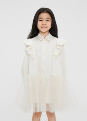 Dress / jnby by JNBY Cotton Long-sleeve Mesh Dress