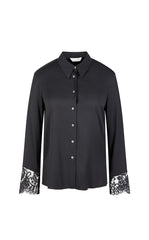 Shirt / LESS Floral Lace Silk Twill Long-Sleeve Shirt