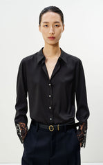Shirt / LESS Floral Lace Silk Twill Long-Sleeve Shirt