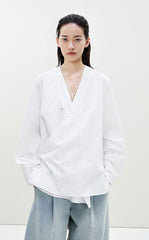 Shirt / LESS Chinese-Inspired Cotton Long-Sleeve Shirt