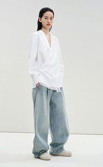 Shirt / LESS Chinese-Inspired Cotton Long-Sleeve Shirt