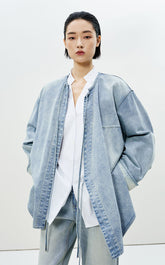 Coat / LESS Loose Fit Decorative Tie Denim Jacket