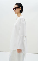 Shirt / LESS Loose Cotton Tie-Sleeve Top