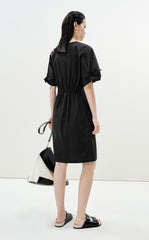 Dress / LESS Pleated Short-Sleeve Cotton Dress