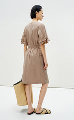 Dress / LESS Pleated Short-Sleeve Cotton Dress