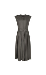 Dress / LESS Shirred Sleeveless Cotton A-Line Dress