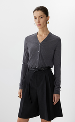 Sweater / JNBY Wool-Cashmere Silk Blend Cropped V-Neck Cardigan