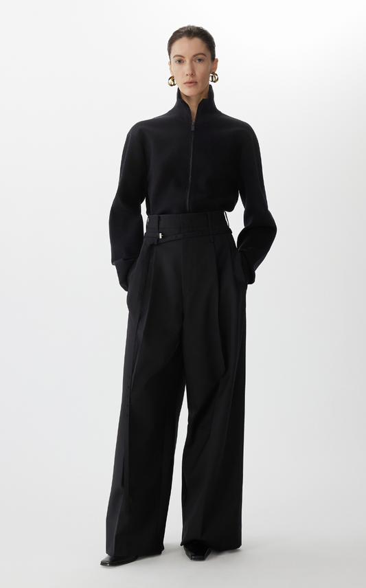 Sweater / JNBY Cotton Short Cardigan with Dual-Zip