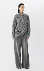 Sweater / JNBY Geometric Patterned Polo Neck Sweater