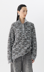 Sweater / JNBY Geometric Patterned Polo Neck Sweater