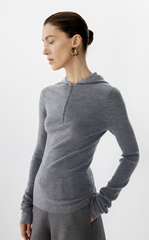 Sweater / JNBY Wool Slim Fit Half-Zip Hooded Pullover