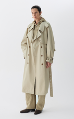 Coat / JNBY Relaxed Cotton Raglan-Sleeve Long Trench Coat