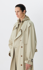 Coat / JNBY Relaxed Cotton Raglan-Sleeve Long Trench Coat