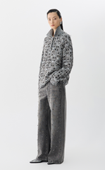 Sweater / JNBY Geometric Patterned Polo Neck Sweater