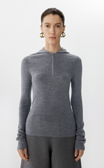 Sweater / JNBY Wool Slim Fit Half-Zip Hooded Pullover