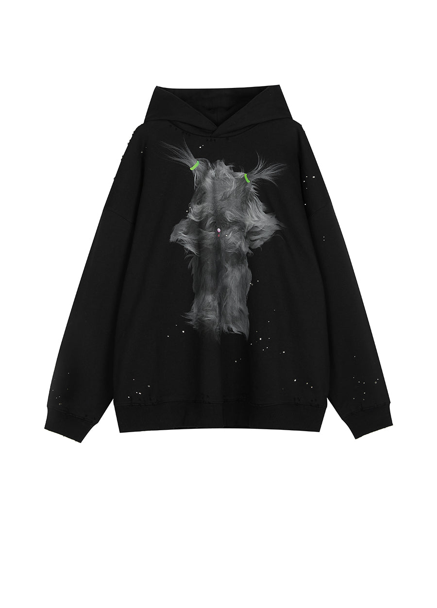 Sweatershirt / JNBY Cotton Print Hooded Sweatershirt