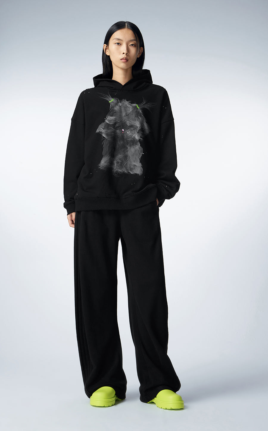 Sweatershirt / JNBY Cotton Print Hooded Sweatershirt