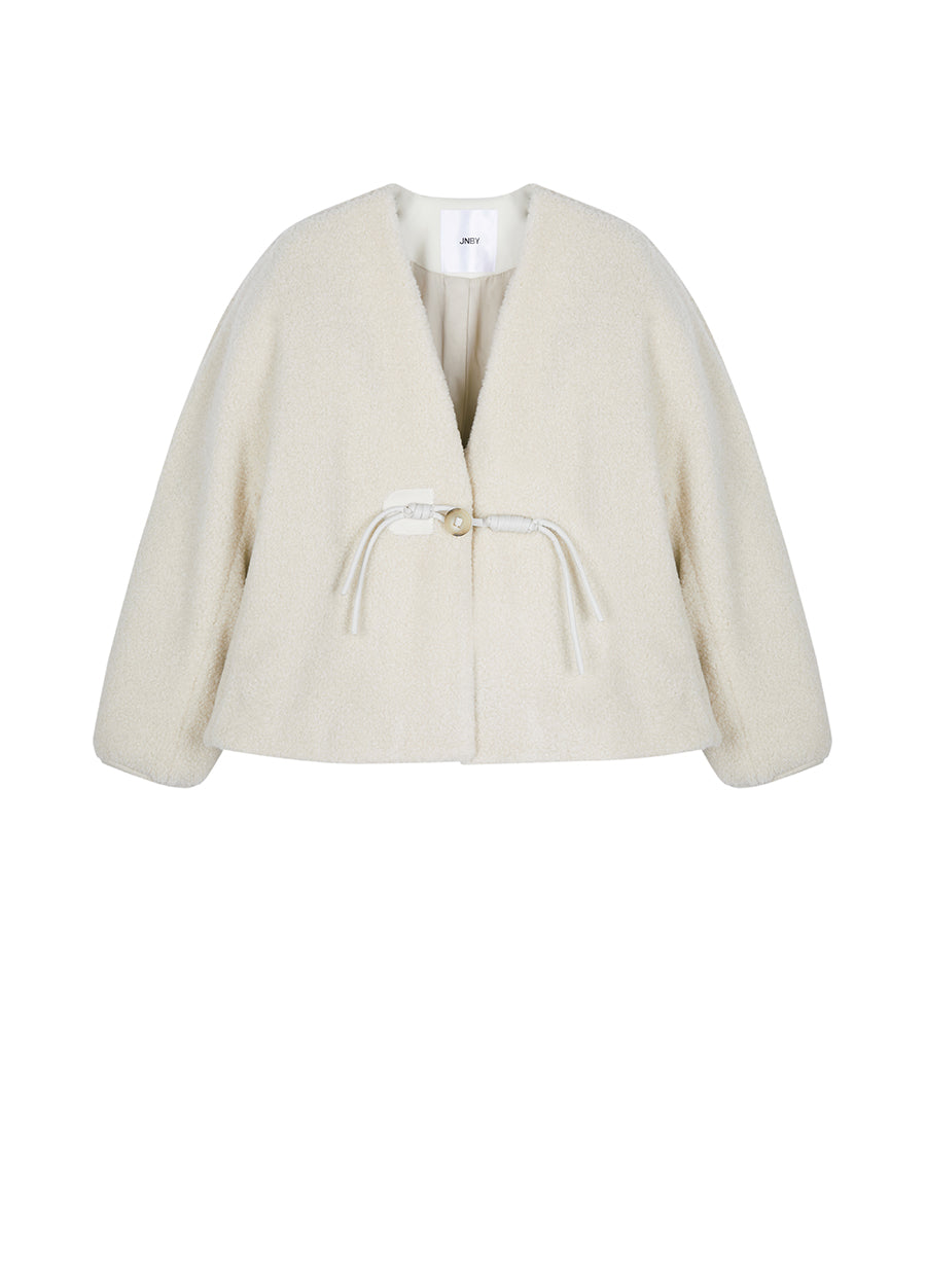 Coat / JNBY Relaxed V-neck Faux Fur Jacket