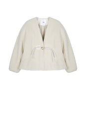 Coat / JNBY Relaxed V-neck Faux Fur Jacket