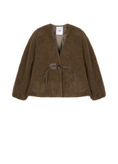 Coat / JNBY Relaxed V-neck Faux Fur Jacket