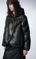 Coat / JNBY Hooded Down Coat in Curved Hem