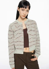 Cardigans / JNBY Plaid Print Crewneck Cropped Cardigan