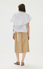 Shirt / JNBY Solid Asymmetric Short Sleeve Shirt (100% Cotton)