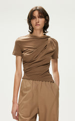 T-Shirt / JNBY Crew Neck Pleated Design Cotton Short Sleeve T-Shirt£¨100% cotton£©