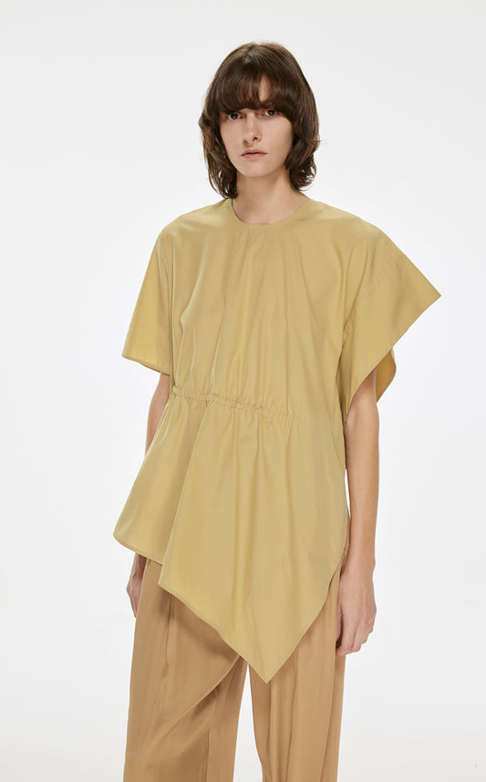 Shirt / JNBY Asymmetric Design Round Neck Short-sleeve Shirt(100% cotton)