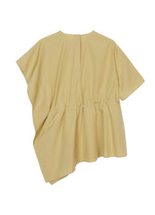 Shirt / JNBY Asymmetric Design Round Neck Short-sleeve Shirt(100% cotton)