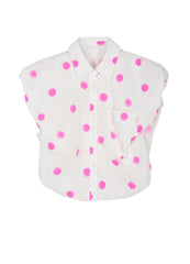 Shirt / JNBY Cropped Polka-dot Sleeveless Cotton Shirt(100% cotton)