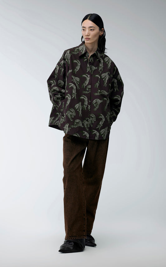 Shirt / JNBY Windblown Rabbit Cotton Oversize Print Shirt(100% cotton)