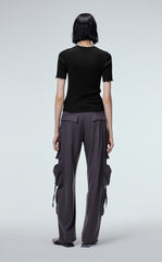 Sweater/ JNBY 100% Silk Round Neck Short-Sleeved Sweater