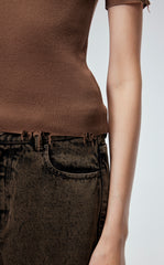 Sweater/ JNBY 100% Silk Round Neck Short-Sleeved Sweater