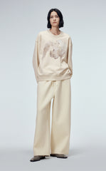 Sweatshirt / JNBY Windblown Rabbit Pattern Loose Fit Round Neck Long Sleeve Sweatshirt