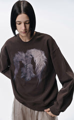 Sweatshirt / JNBY Windblown Rabbit Pattern Loose Fit Round Neck Long Sleeve Sweatshirt