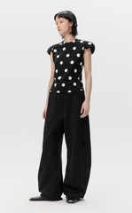 Pants / JNBY Wide-leg Polka-dot Loose Fit Casual Pants(100% cotton)