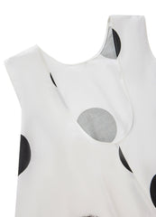 Dress / JNBY Round Neck Polka Dot Sleeveless V-neck Wavy Edge A-line Dress(100% cotton)