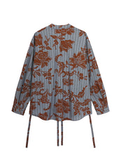 Shirt / JNBY Cotton Loose Fit V-neck Long-sleeved Print Shirt