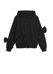 Sweatershirt / JNBY Playful Three-Dimensional Bow-Knot Hooded Loose Fit Sweatershirt