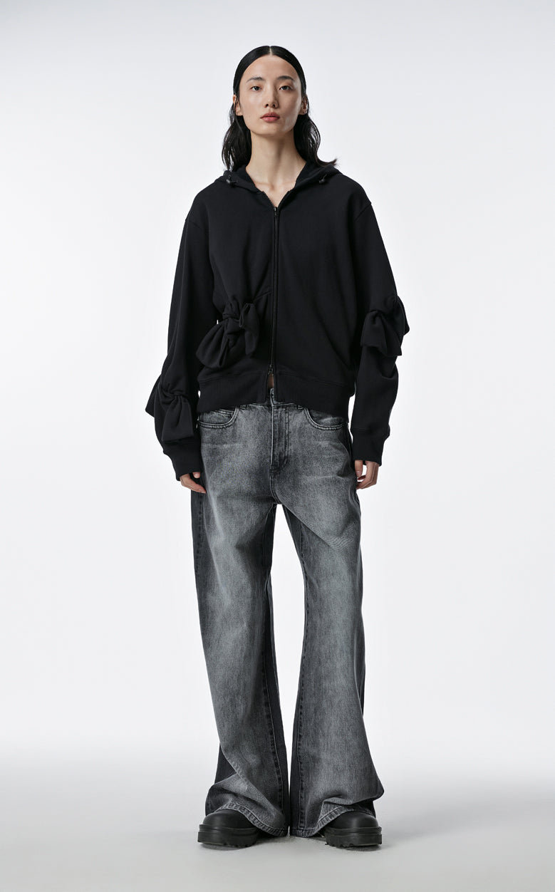 Sweatershirt / JNBY Playful Three-Dimensional Bow-Knot Hooded Loose Fit Sweatershirt