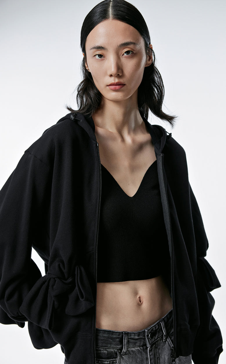 Sweatershirt / JNBY Playful Three-Dimensional Bow-Knot Hooded Loose Fit Sweatershirt