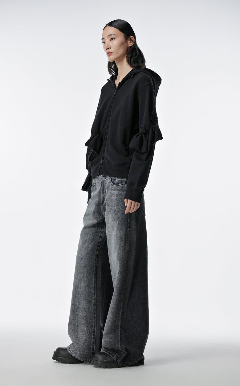 Sweatershirt / JNBY Playful Three-Dimensional Bow-Knot Hooded Loose Fit Sweatershirt