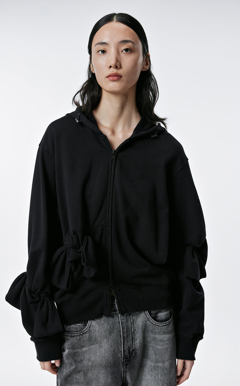 Sweatershirt / JNBY Playful Three-Dimensional Bow-Knot Hooded Loose Fit Sweatershirt